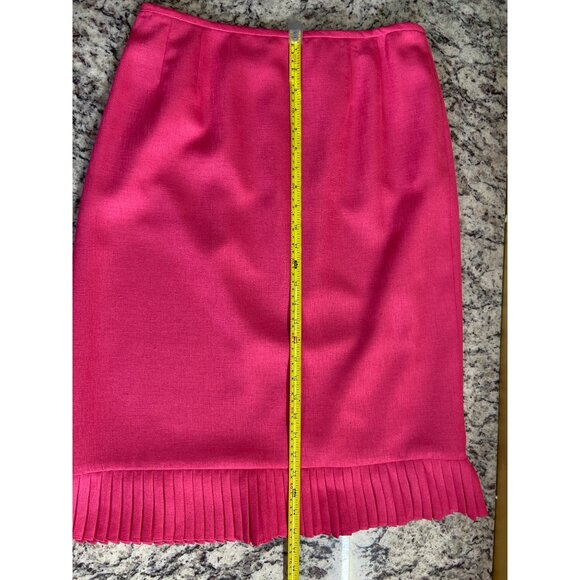 Le Suit Pink Suit Set 12 Pleated Hem Jacket Floral Scarf Elegant Career READ - Picture 13 of 14